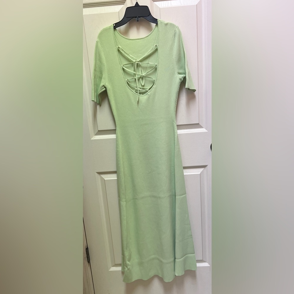 💚 NWT! MAJE Pistachio Green Ribbed Dress - Picture 5 of 11